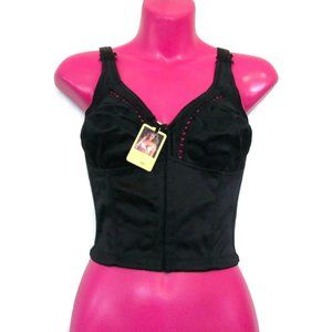 black vintage corset bra new front closure opening size 36b
